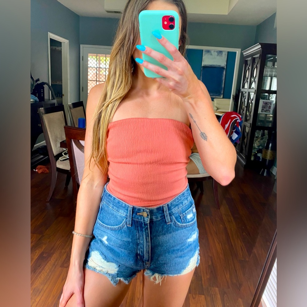 Rust strapless bodysuit